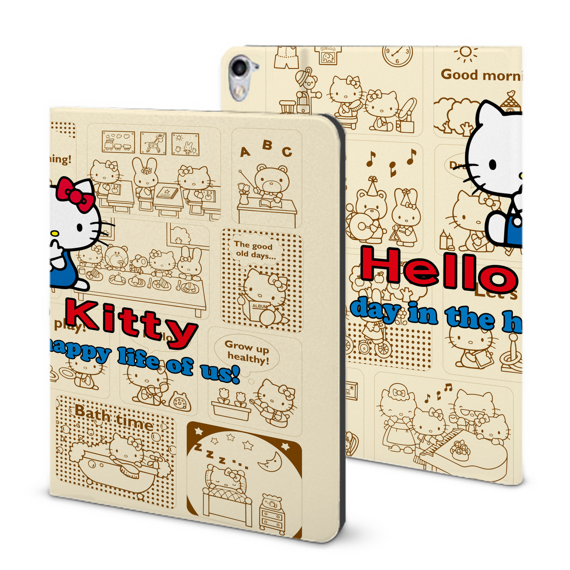 （画像用） Hello Kitty ハローキティ IPad ケース ブック型 PUレザー TPU 耐衝撃 軽量 薄型 ペン収納なし 全面保護 IPad 各モデル対応